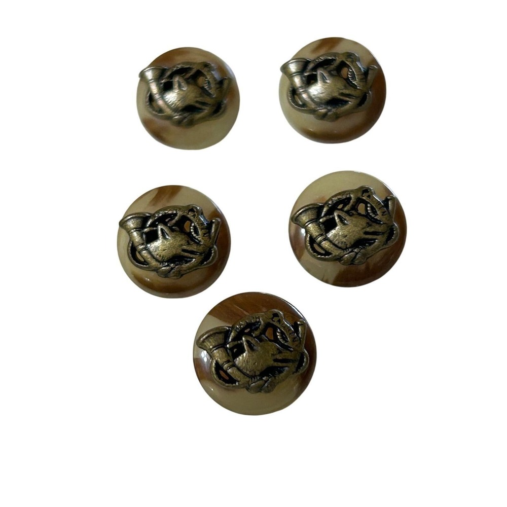Vtg Ralph Lauren Foxhound Hunting Dog Horn Shank Buttons 1/2" 12.7mm Set of 5 - Picture 3 of 7